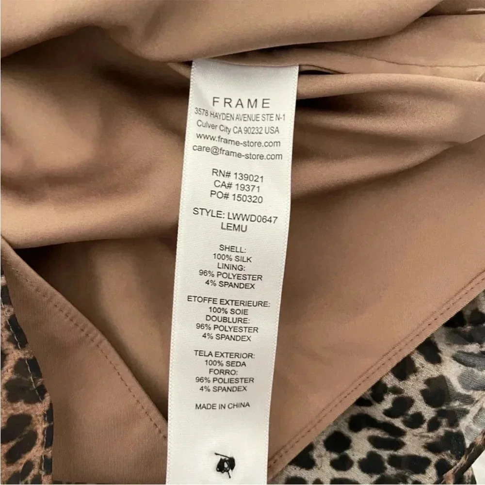 Frame silk tie neck dress in leo multi - Picture 8 of 10